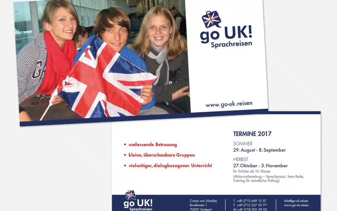 Werbeflyer für Sprachreise von Go UK!