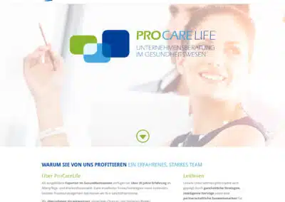 Website ProCareLife Unternehmensberatung